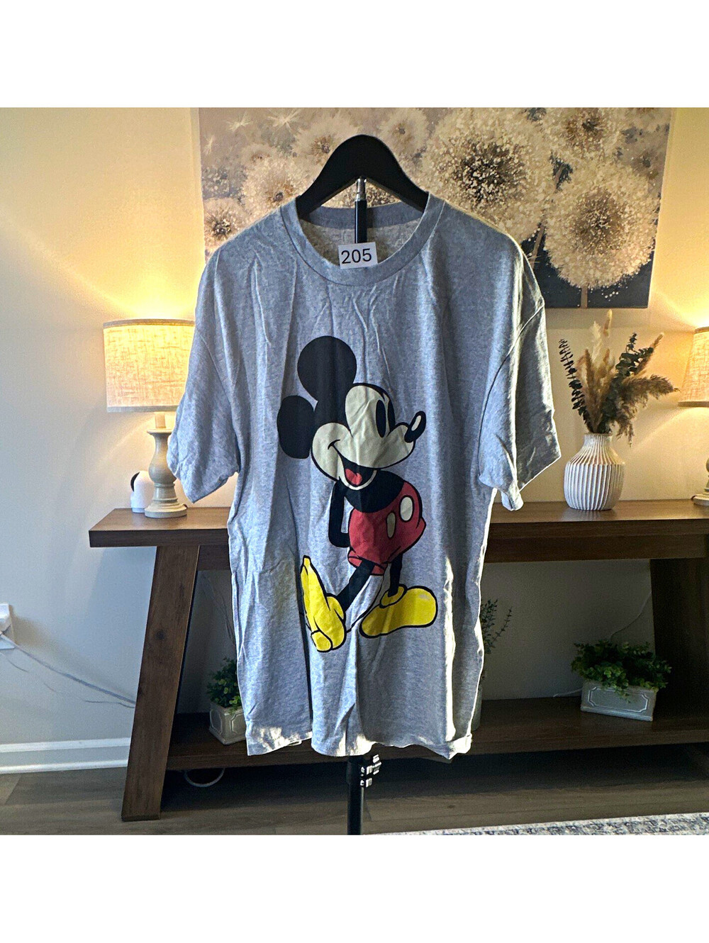 Disney Mickey Mouse Gray Graphic T-Shirt Adult Size L Disney Franchise